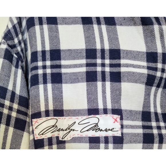 Upcycled CHAPS Flannel w/ Marilyn Monroe Patch — Handmade One-of-a-Kind SZ L - Picture 3 of 8